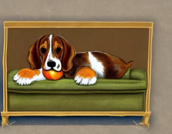 Charming Basset Hounds: Sleepy Pup & Playful Chase