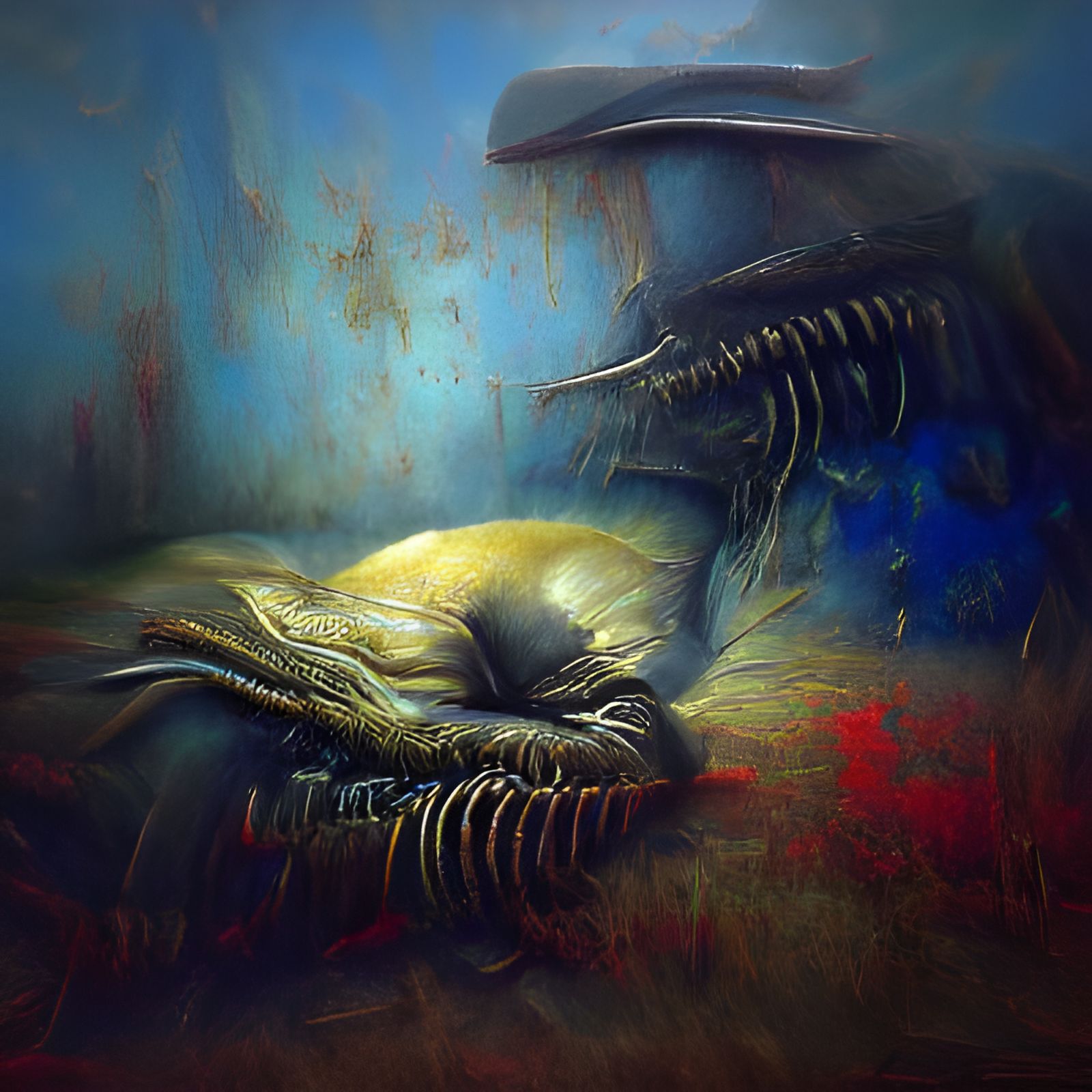 Xenomorph Monster Sleeping in the Abyss
