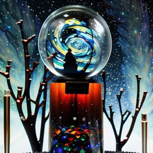 Van Gogh's Starry Night in Psychedelic Snow Globe