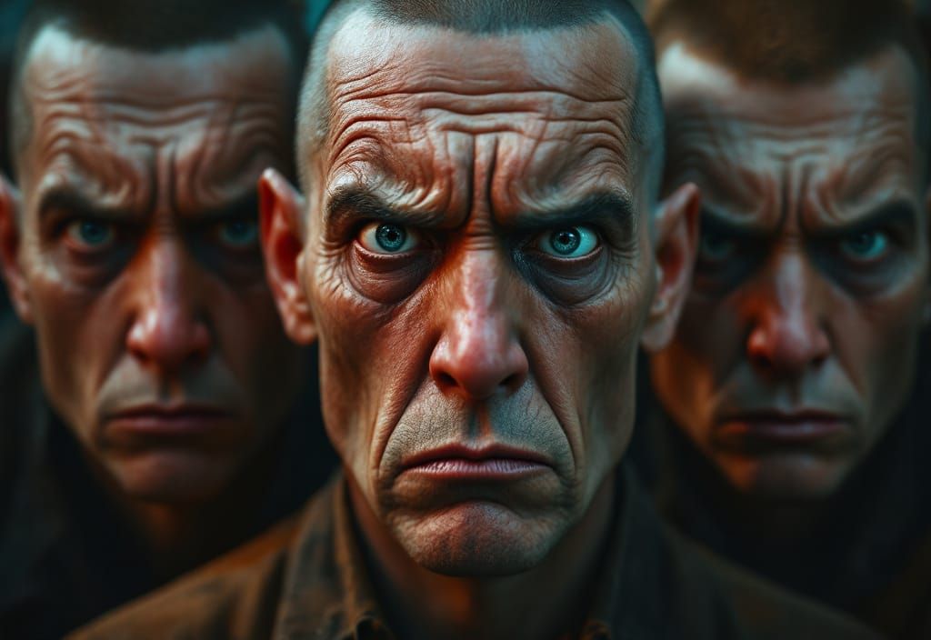 Irritated Flatlanders Portrait in Dark Whimsical Style