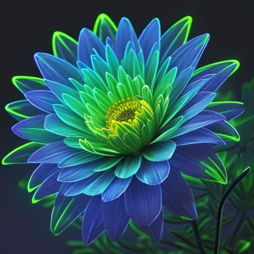 Neon Chrysanthemums: Hyperrealistic 3D Render