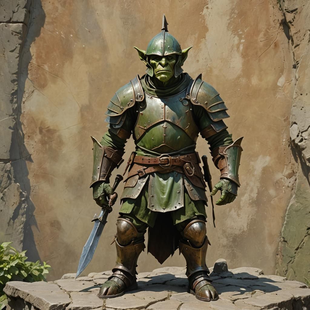 Imposing Goblin Warrior in Earthy Armor