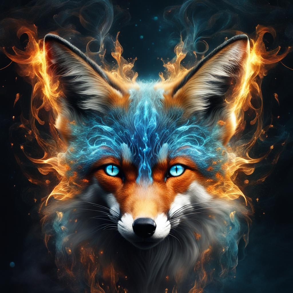 Surreal Bioluminescent Fox in a Fantasy Dreamscape