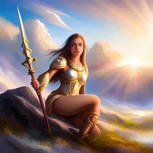 Youthful Valkyrie in Holy Light