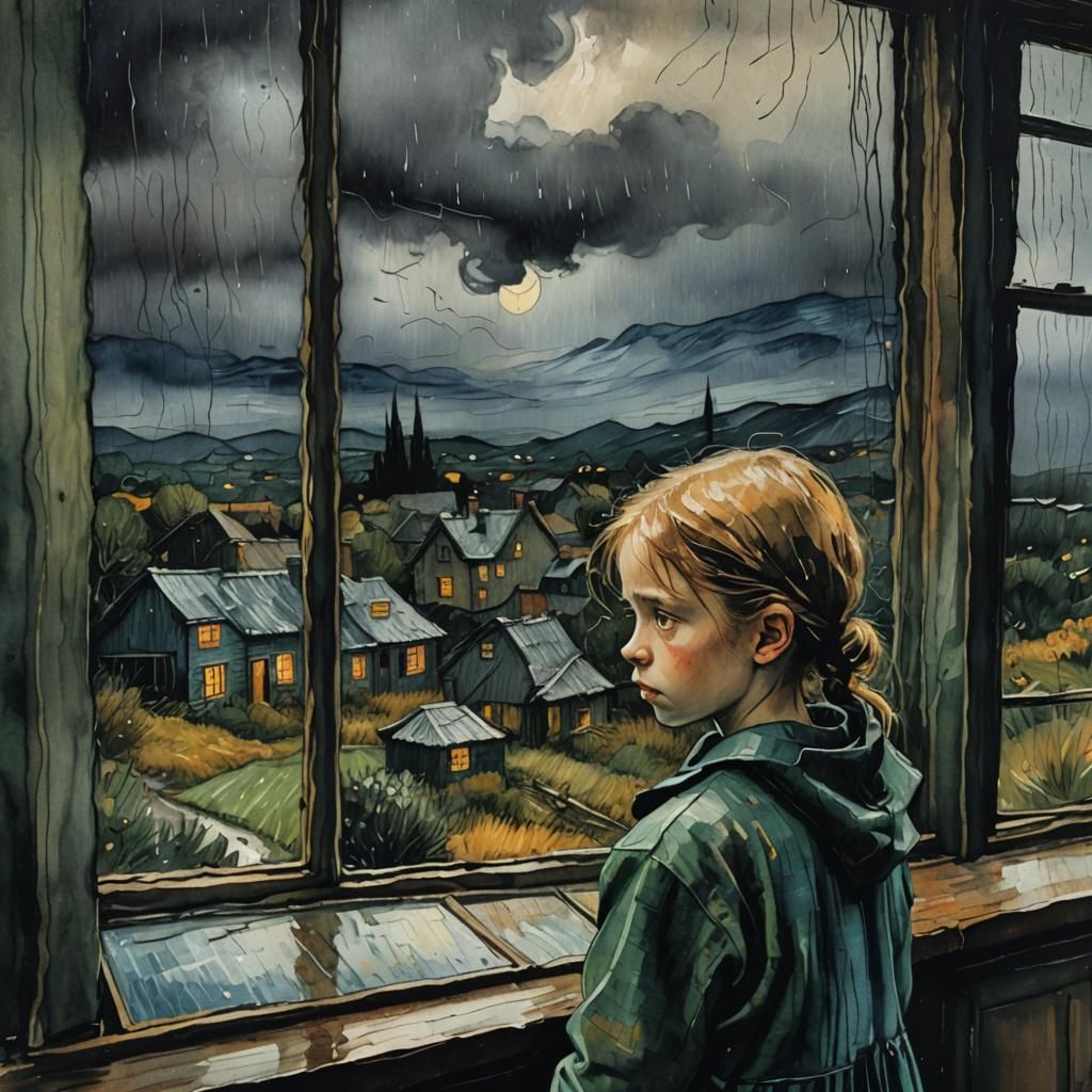 Rainy Landscape in Van Gogh Style