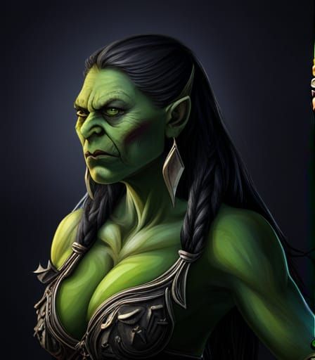 AI Generated Portrait of an Orc Woman