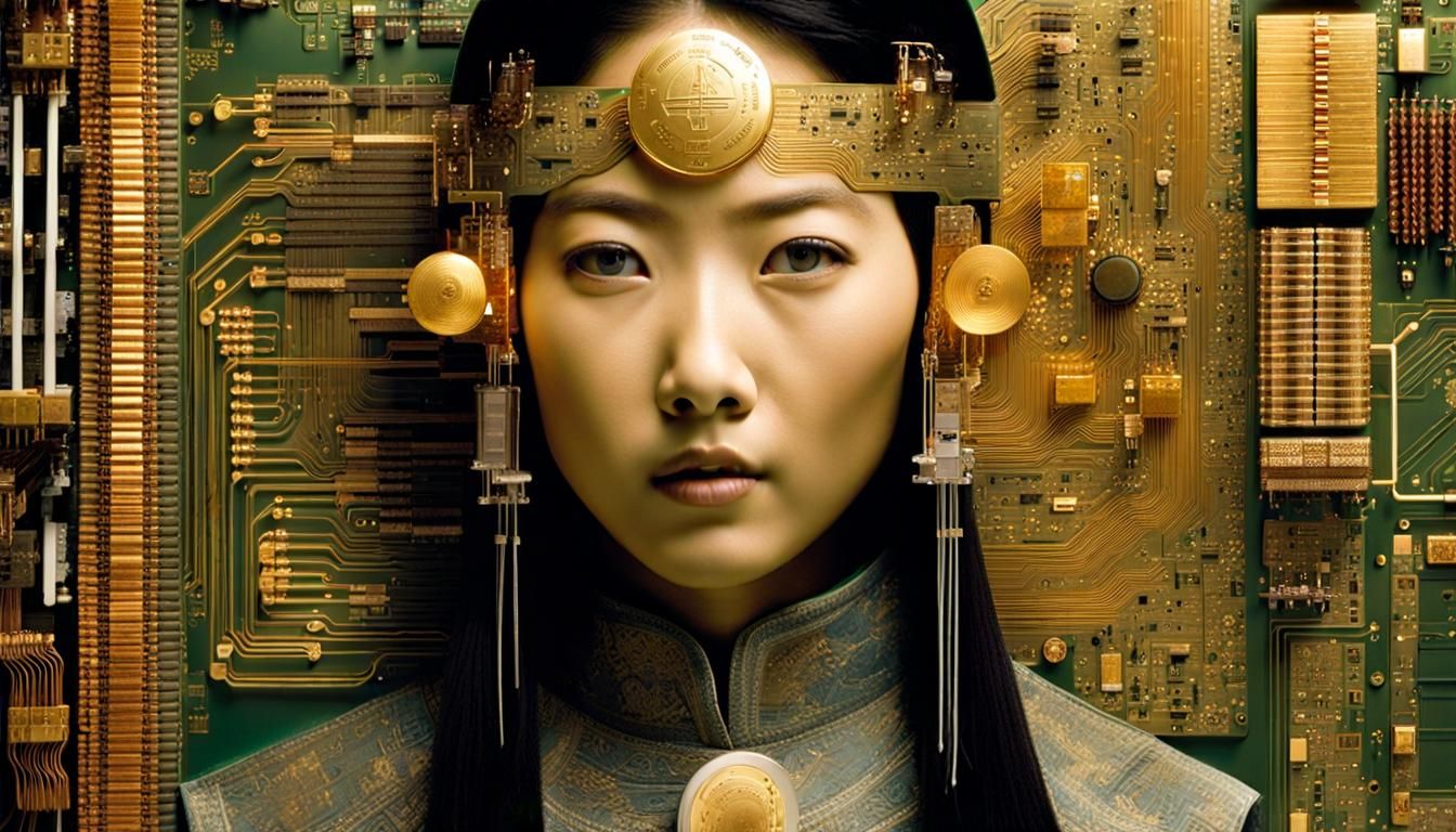 Asian-Style Tech Panel with Silicon and Gold