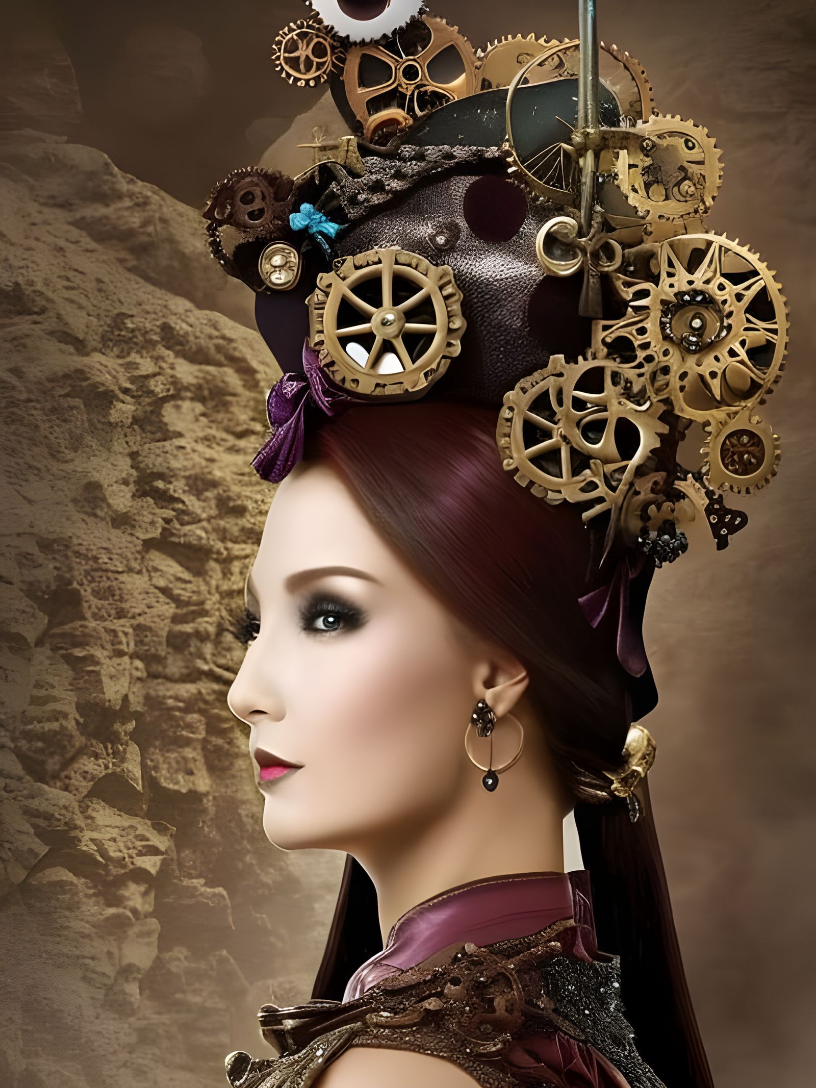 Steampunk Goddess in Mystical Setting