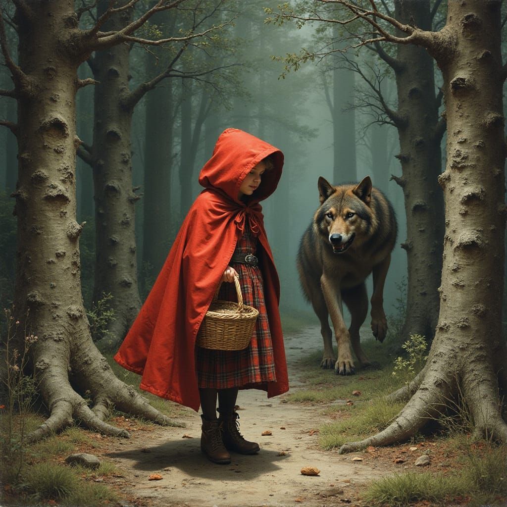 Little Red Riding Hood in a Dark Forest
