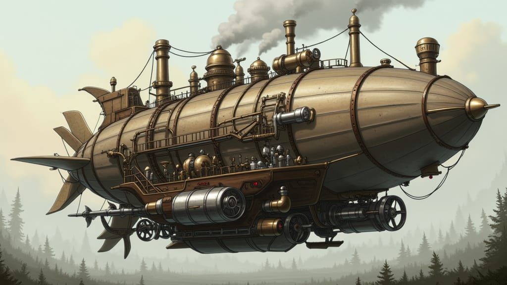 Awe-Inspiring Steam Train Airship: Engineering Marvel