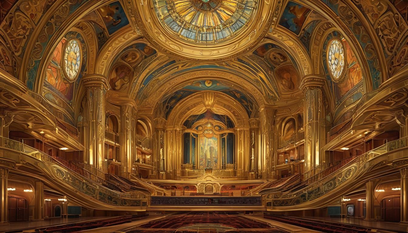 Art Deco Opera House with Klimt-Inspired Motifs