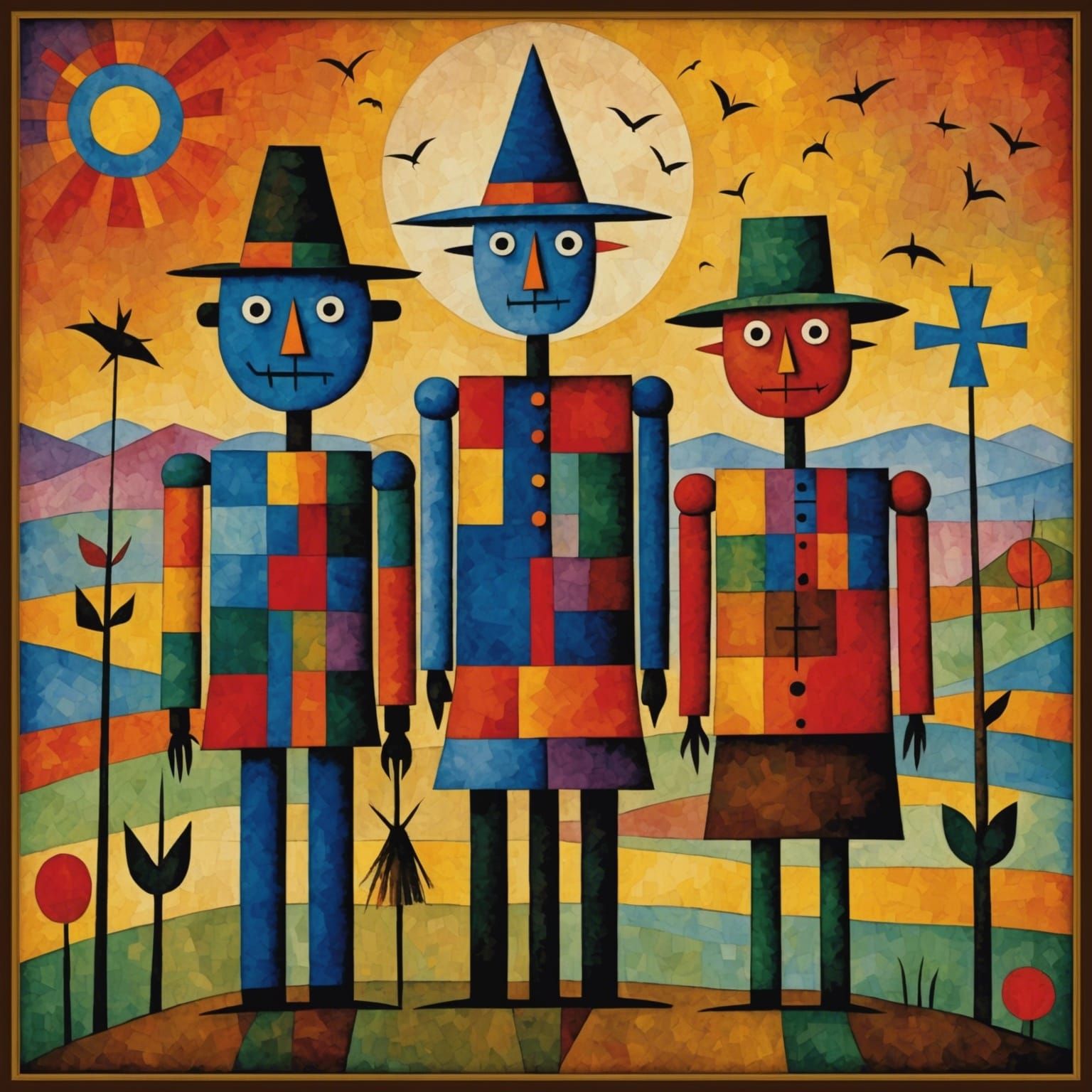Abstract Scarecrows: A Paul Klee Inspired Fantasy