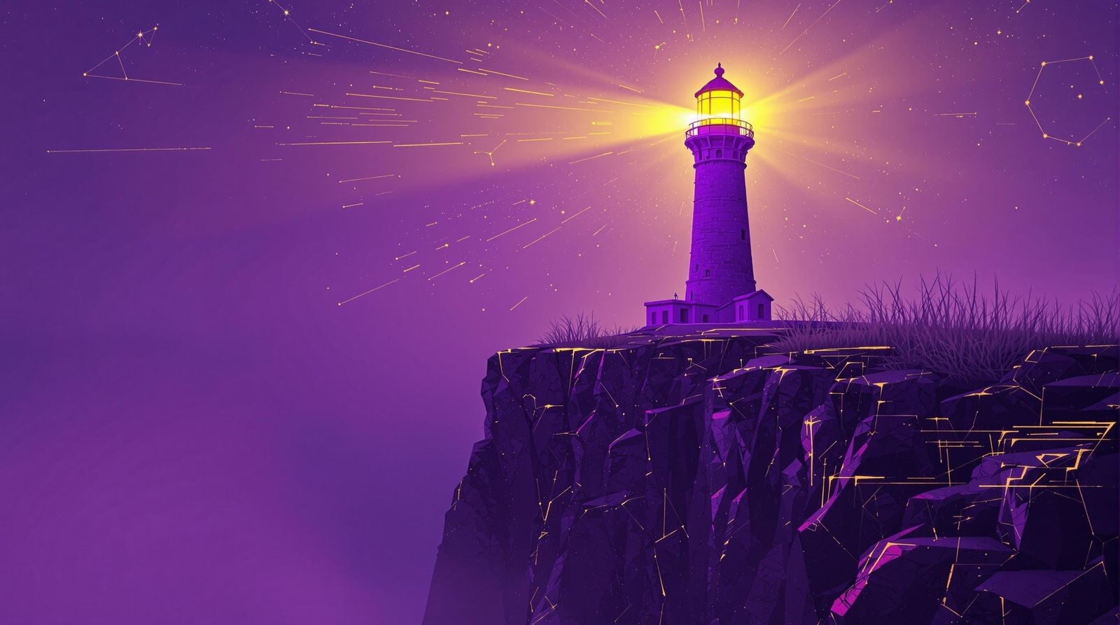 Corrupted Lighthouse with Glitch Textures in Cyberpunk Style