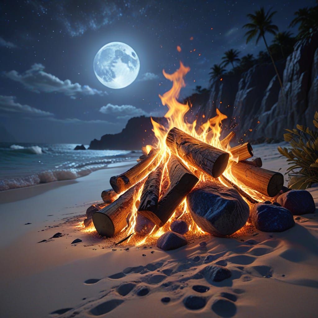 Tropical Beach Campfire in Unreal Engine