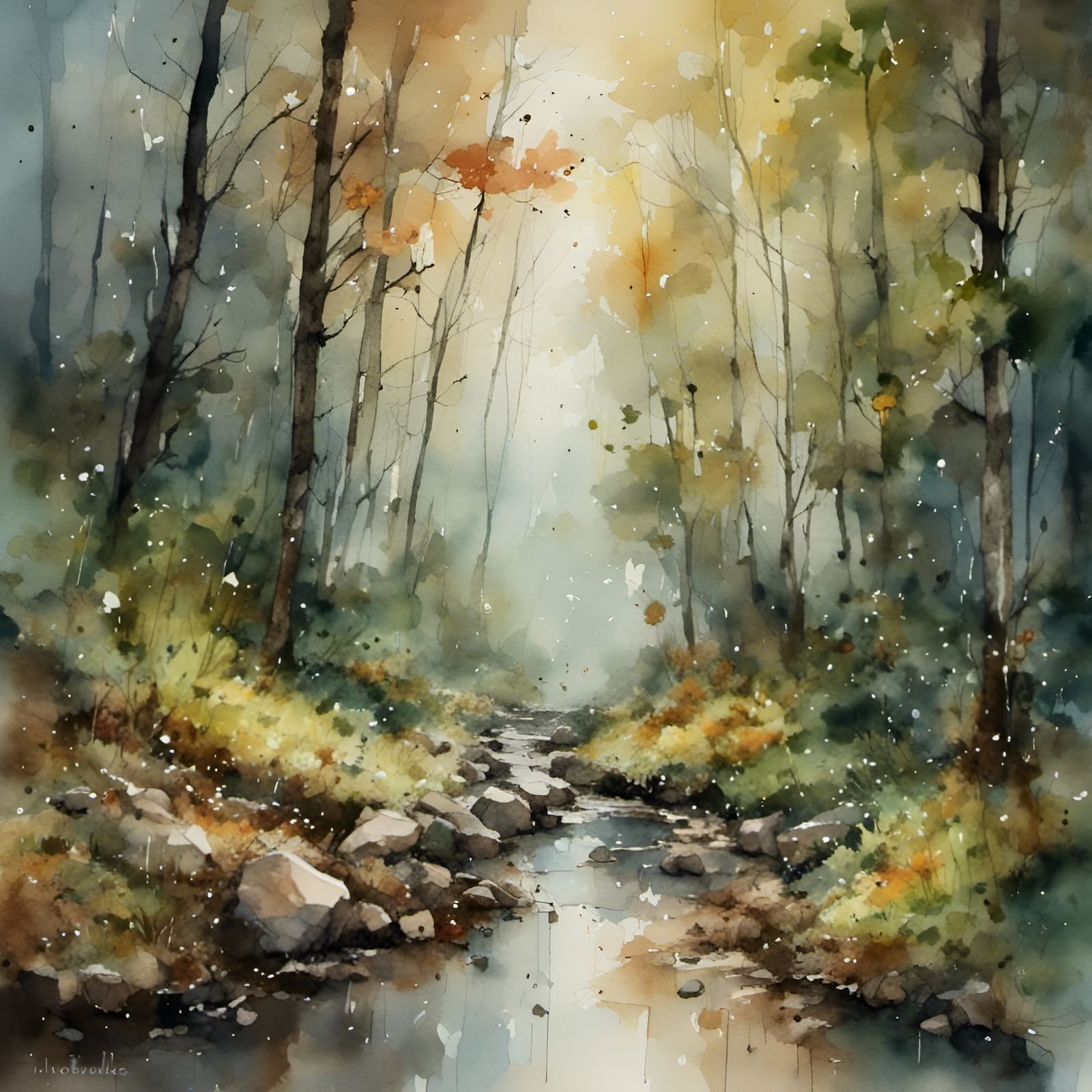 Serene Rainy Day Walk in the Woods