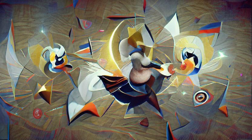 Donald Duck Punch in Abstract Cubism Style