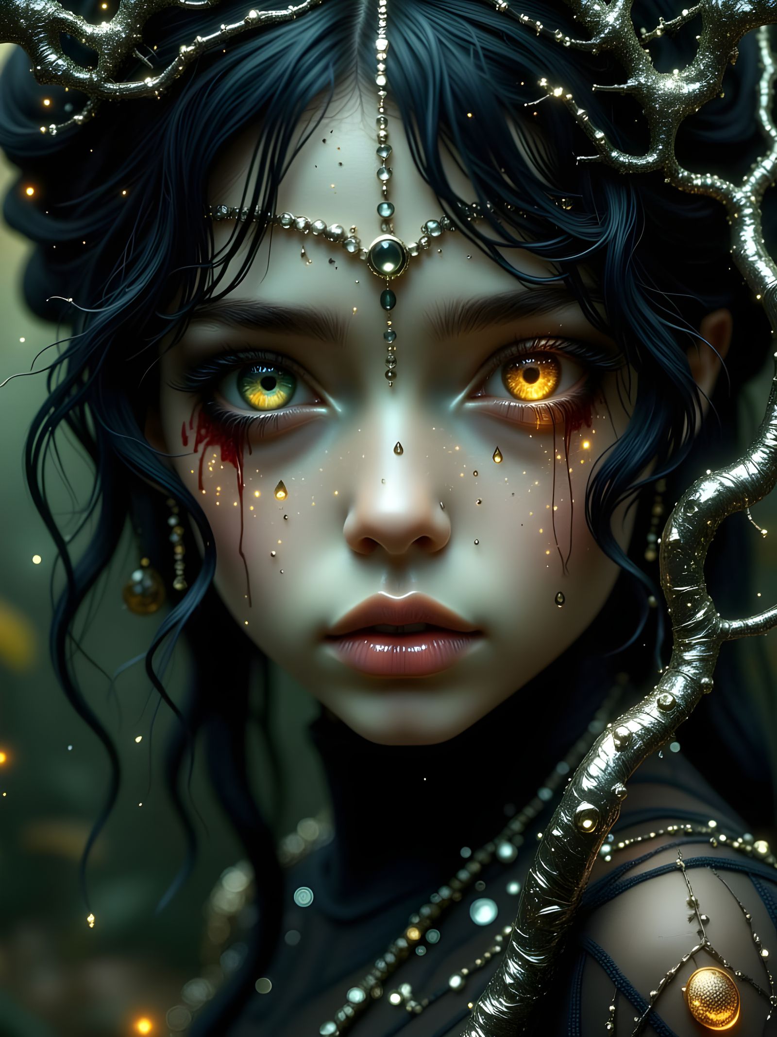 Mystical Dark Fairy Portrait in Eerie Cinematic Style