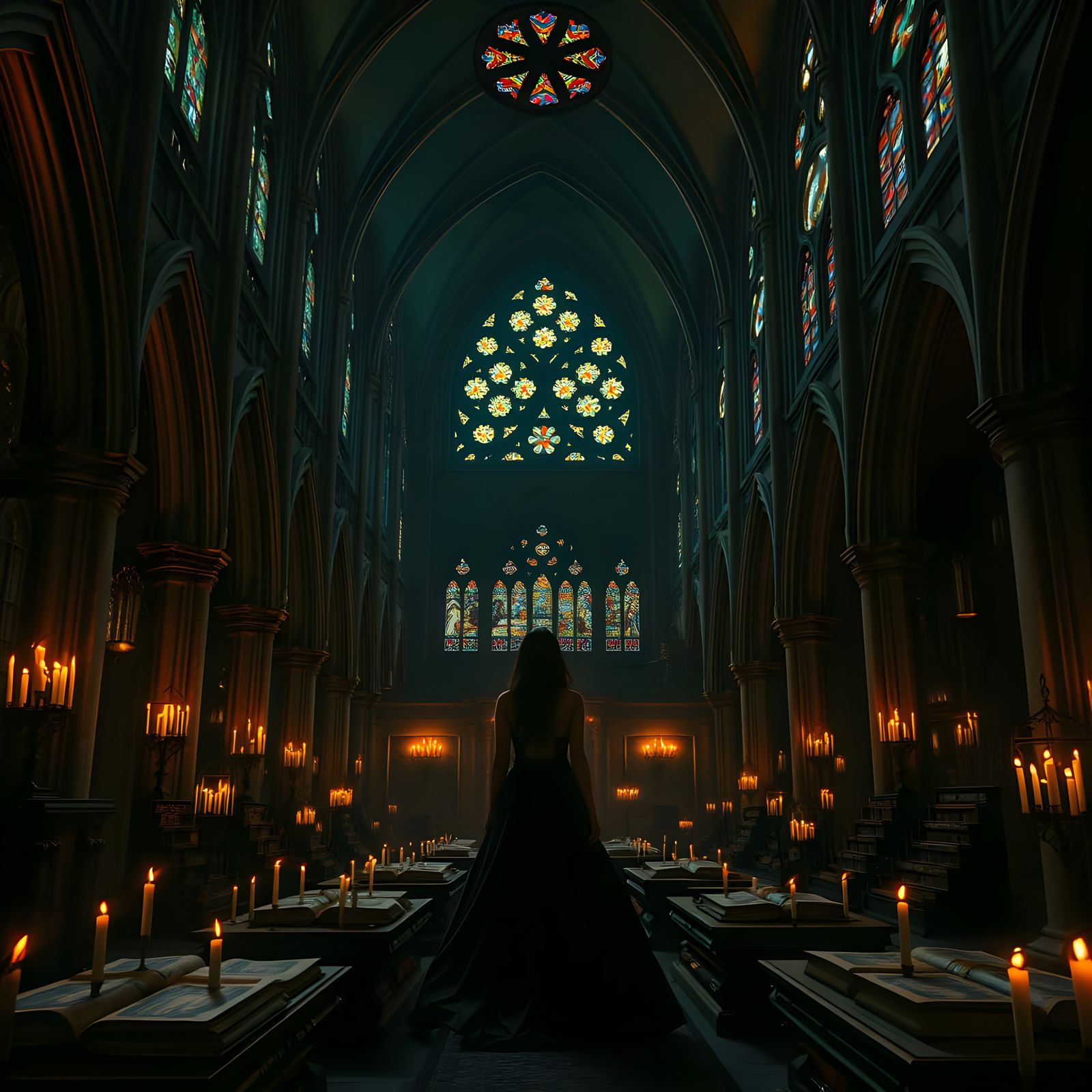 Ethereal Gothic Study in Candlelight