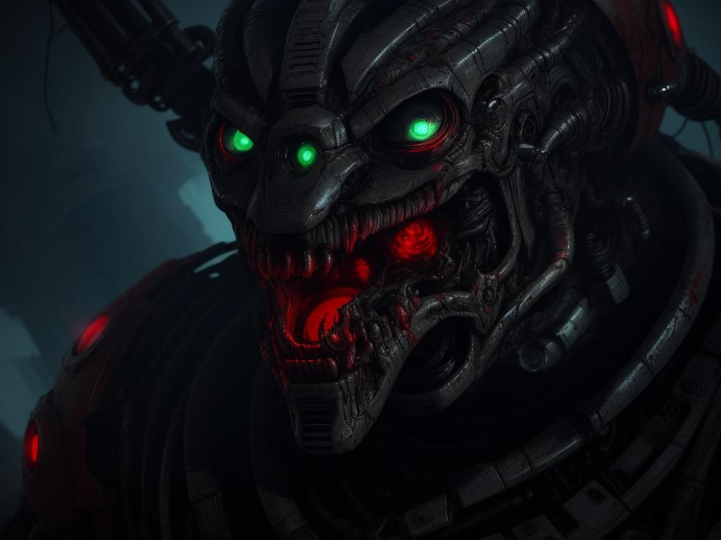 Disturbing Alien Robot with Tentacles in 3D