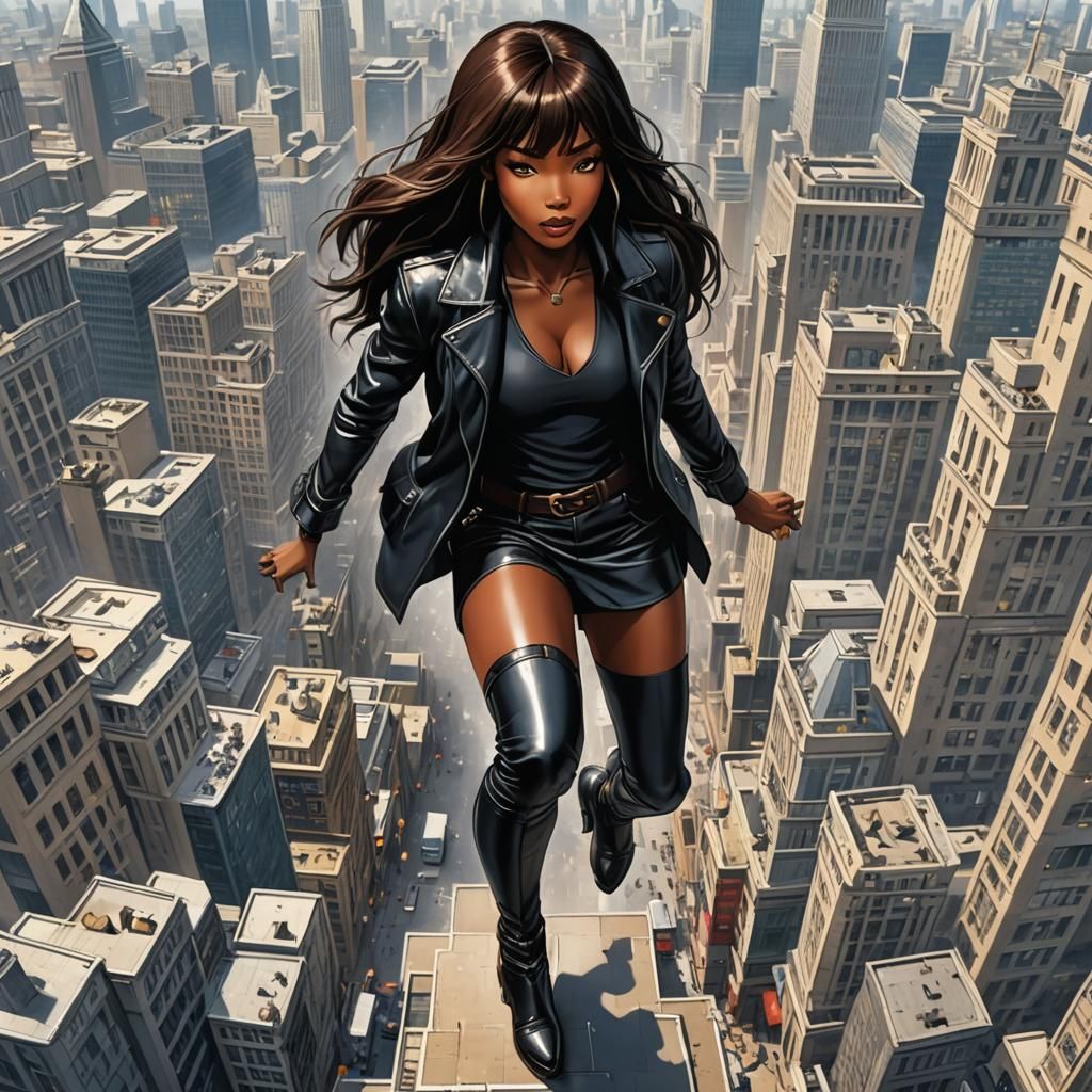 Giant Naomi Campbell in London, Anime Style