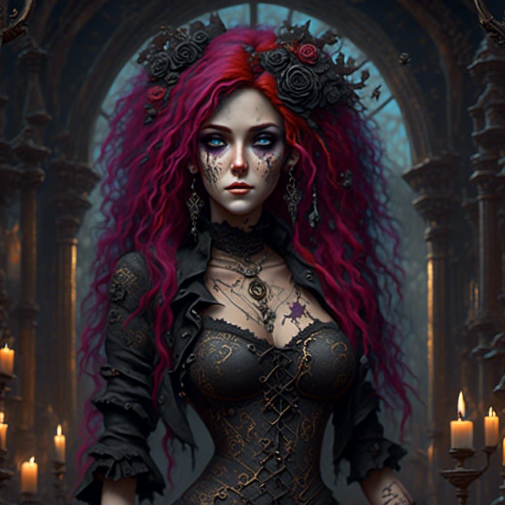 Punk Goth Beauty with Tattoos in 24K Resolution
