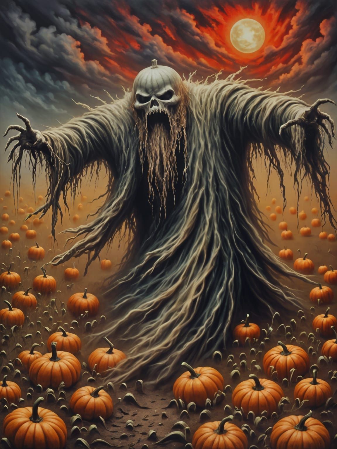 Scary Scarecrow Chases Through Cornfield in Horror Style