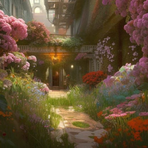 Secret Flower Garden in Art Nouveau Style