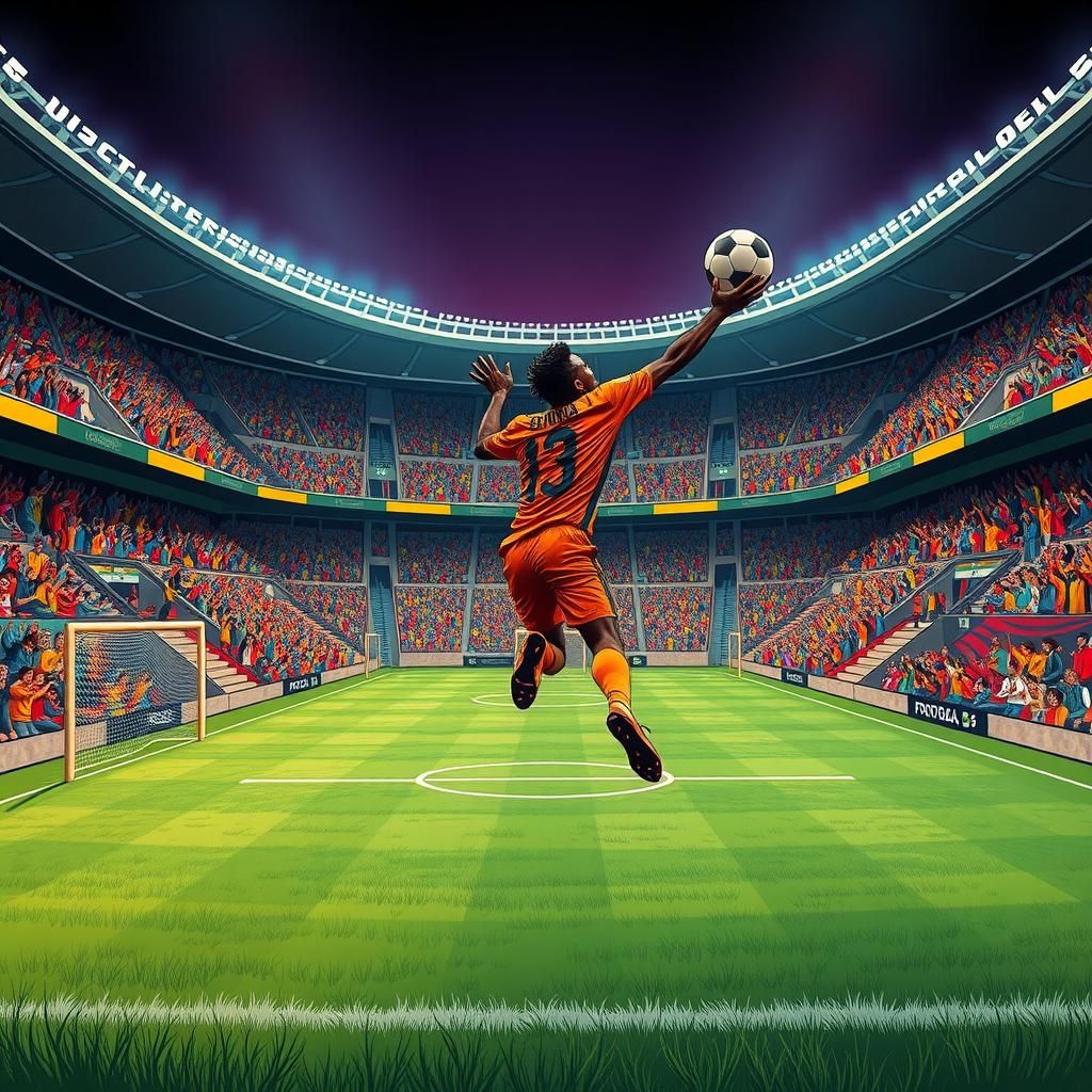 Vibrant Football Stadium in Art Deco Style