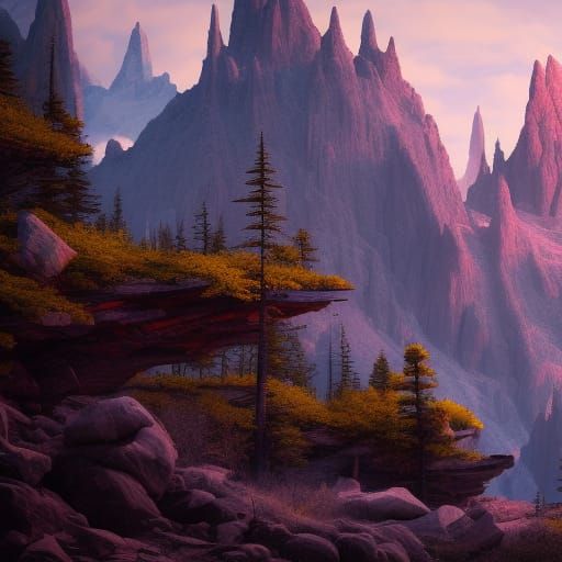 Detailed Matte Painting of Rocky Mountains