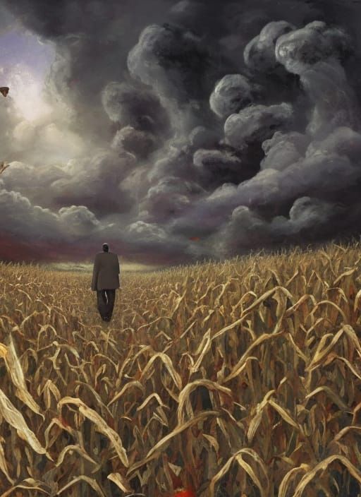 Surreal Mushroom Cornfields in Sci-Fi Fantasy Style