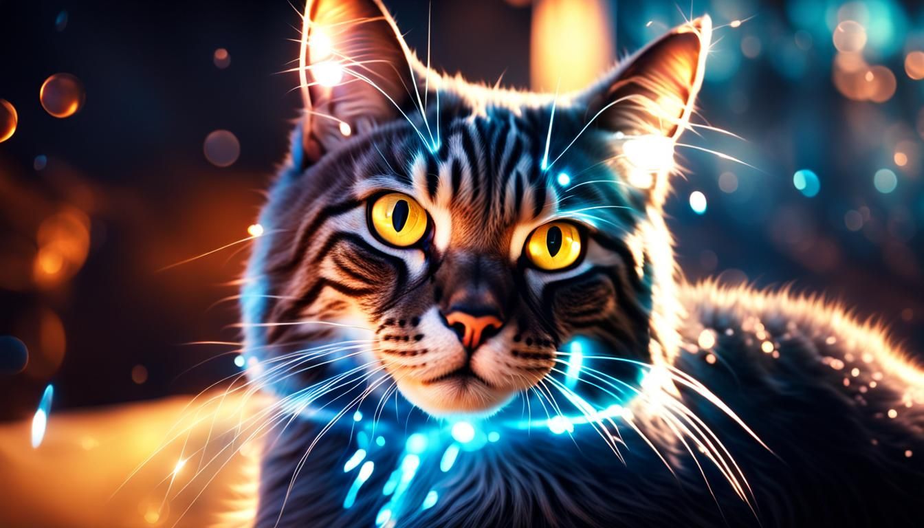 Glass Cat: A Hyperrealistic Light Sculpture
