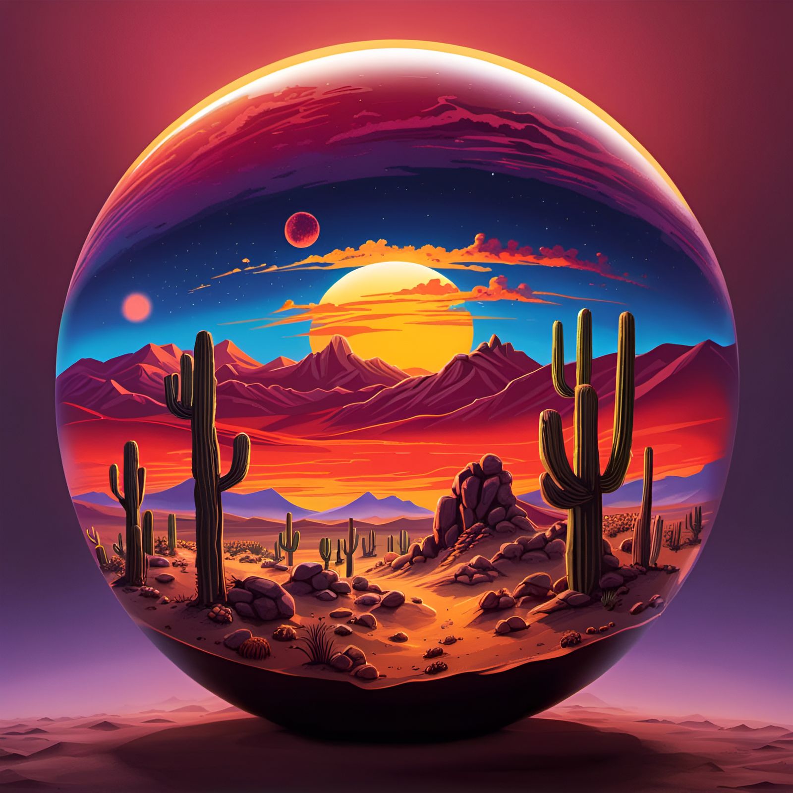 Bioluminescent Sphere Reveals Gobi Desert Sunset