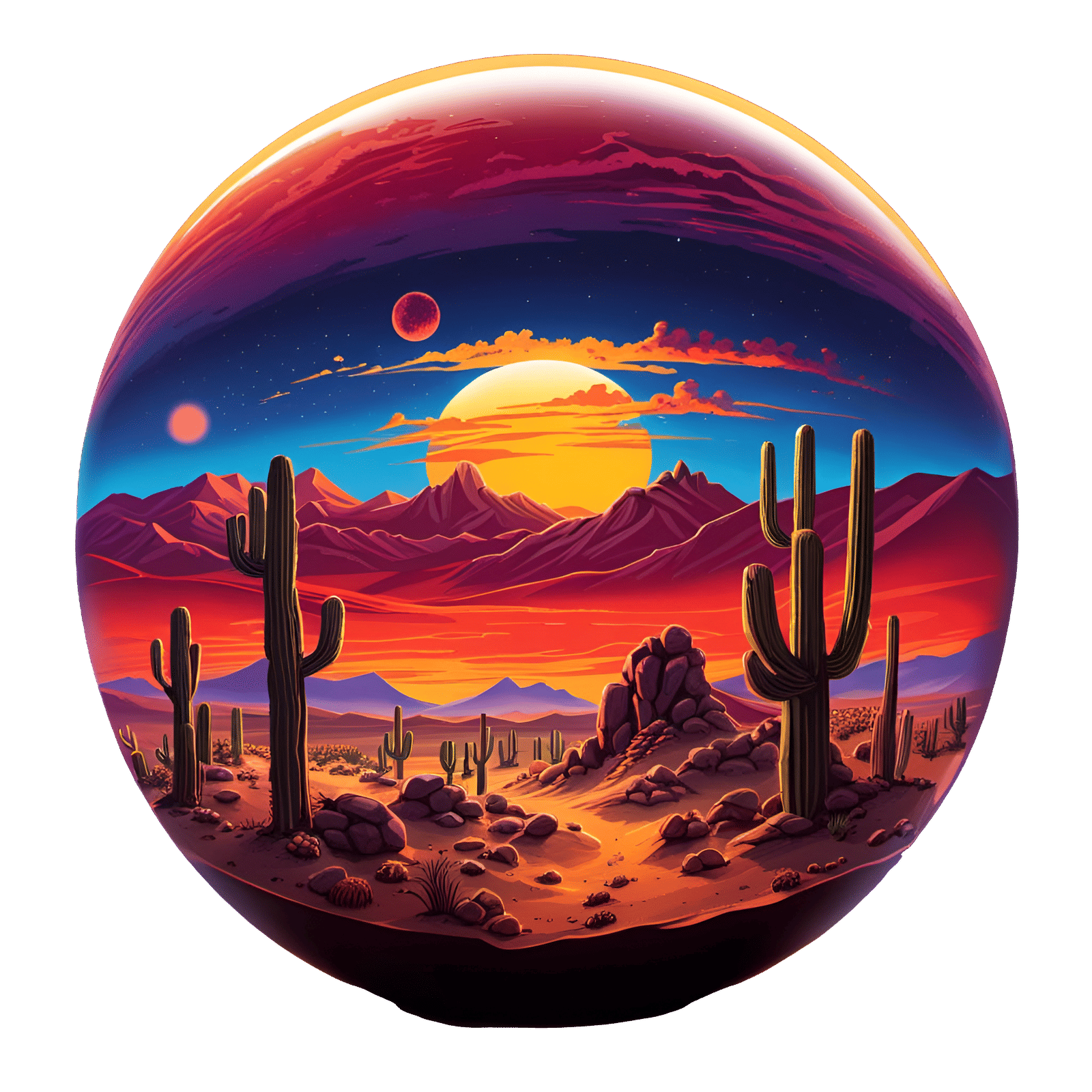 Bioluminescent Desert Sphere: Hokusai Sunset