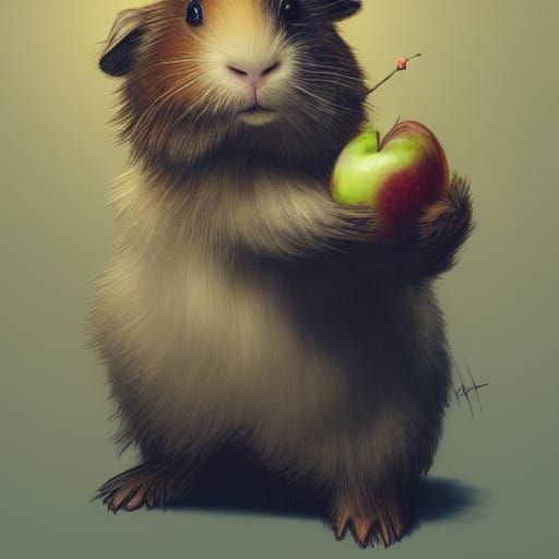 Teddy Bear Guinea Pig Portrait in Hyperdetailed Style