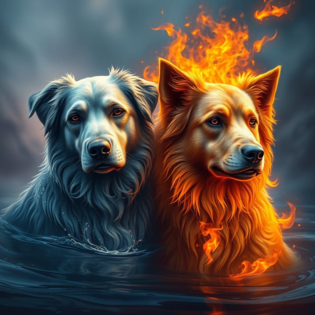 Mystical Canine Companions in Harmony with Elements