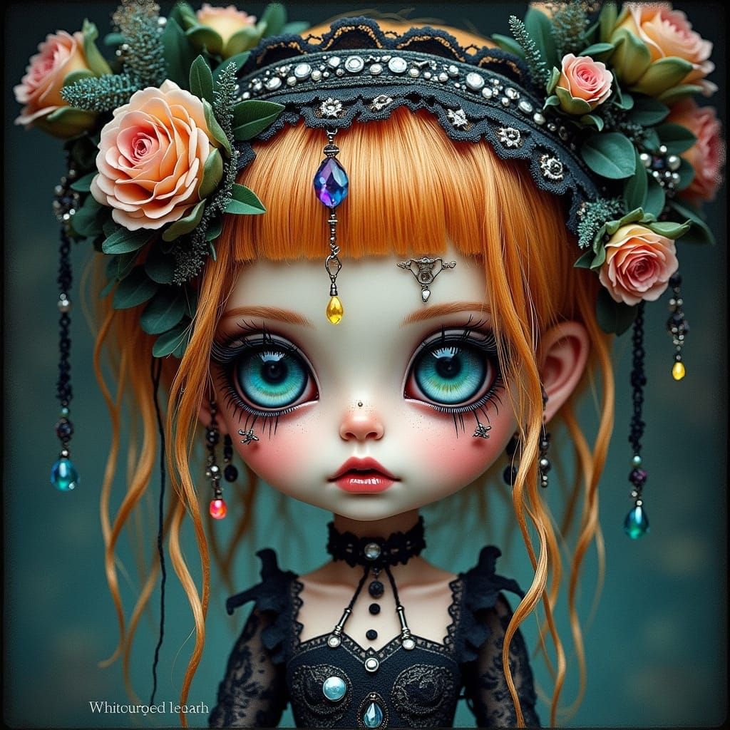 Whimsical Punk Voodoo Doll in Digital Art Style