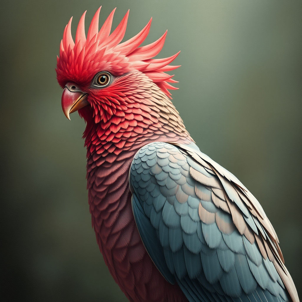 Surreal Landscape with Common Eastern Galah in Matte Style