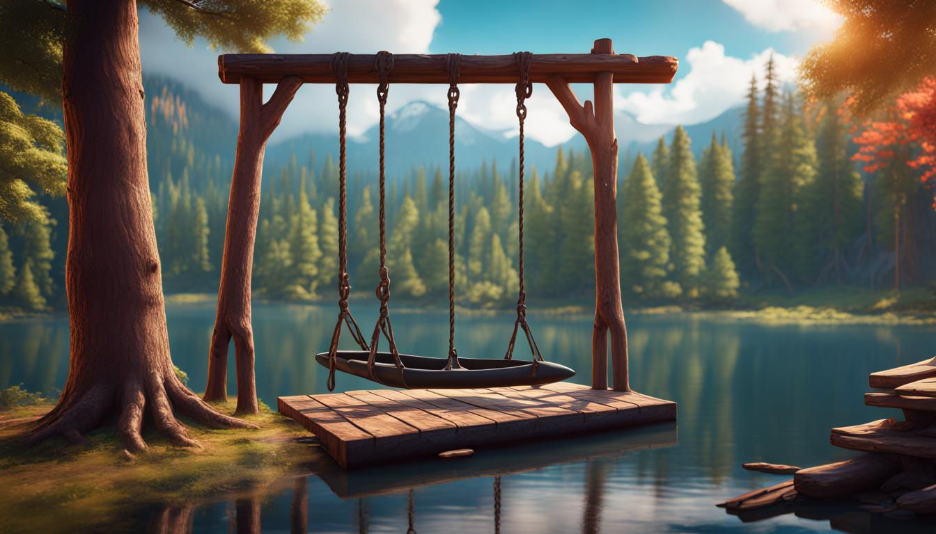 Summer Camp Lake Scene in Detailed Matte Painting