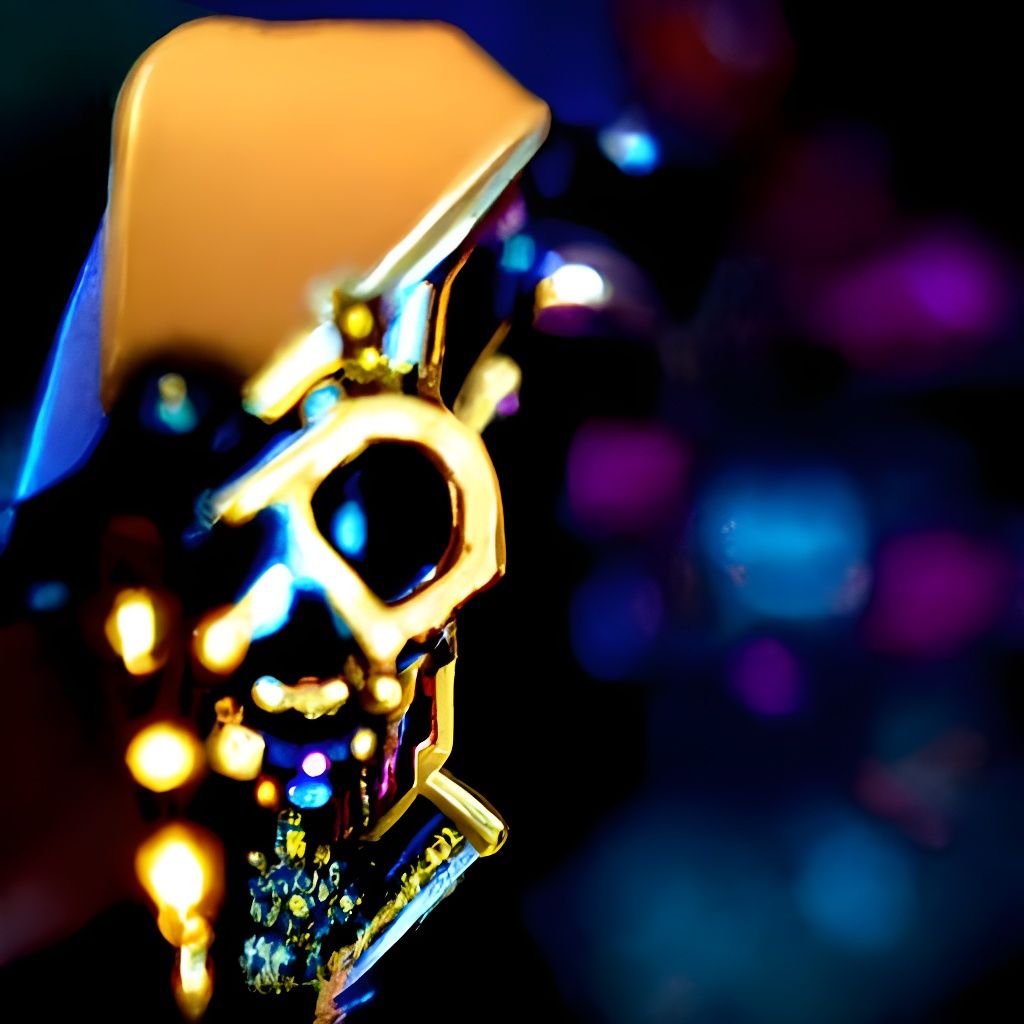 Cyberpunk Saint Skeleton Pirate Queen in Neon