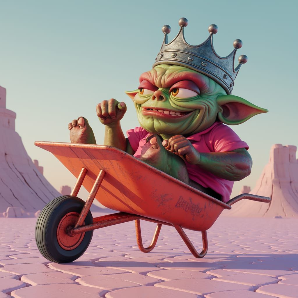 Comically Arrogant Alien Rides Tarnished Wheelbarrow Across ...