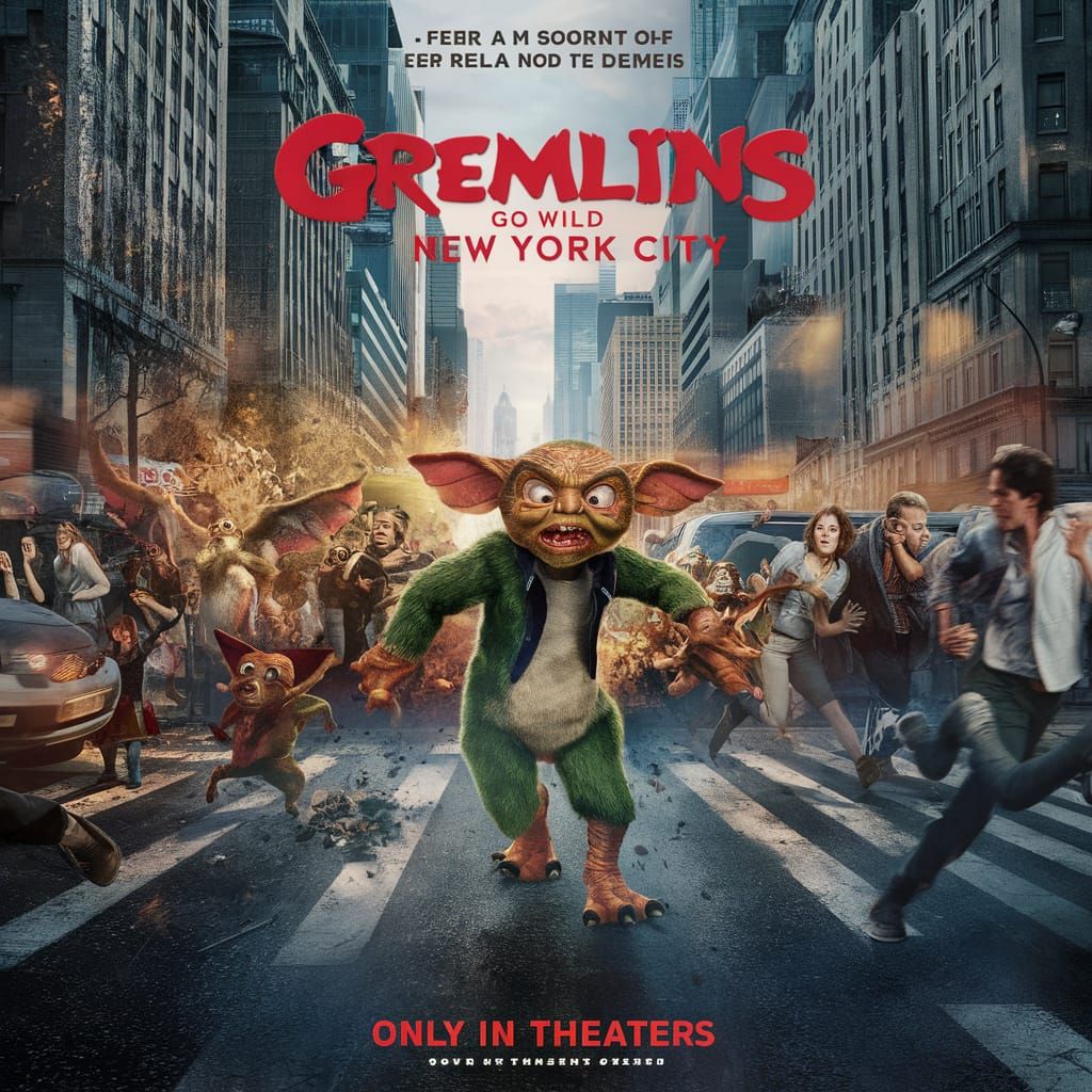 Gremlins Cause Chaos in New York City Movie Poster