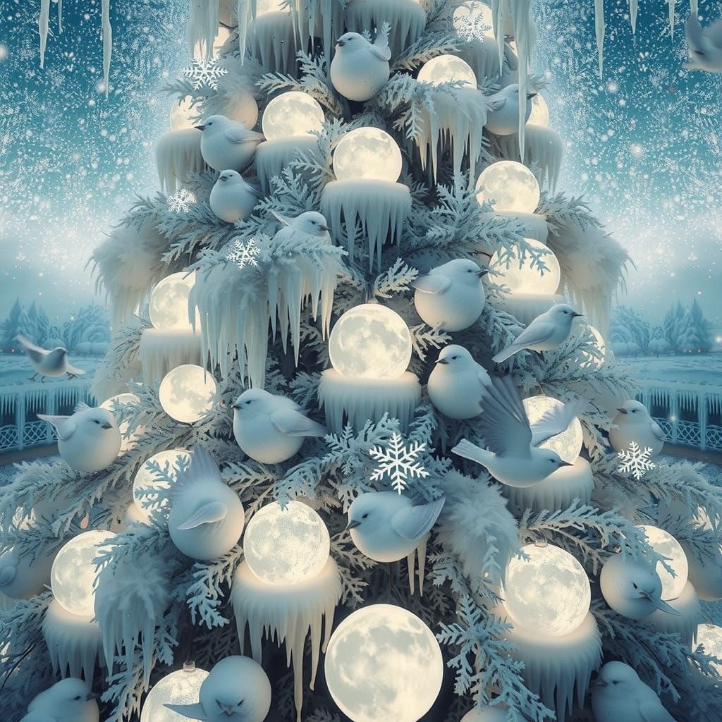 Winter Wonderland Christmas Tree in Frosty, Dreamlike Splend...