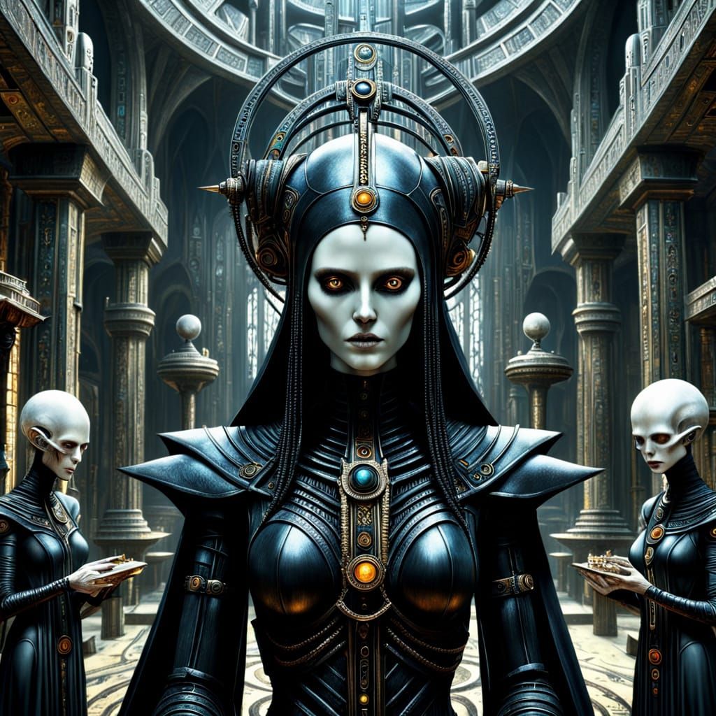 Bene Gesserit Training School in Surreal Biomechanical Style
