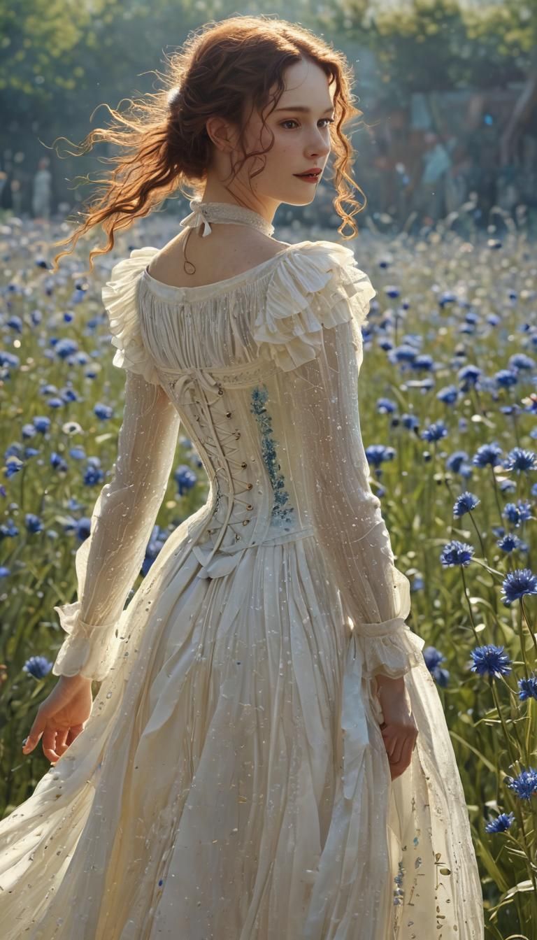Cornflower Field: Edwardian Style Iridescent Dress