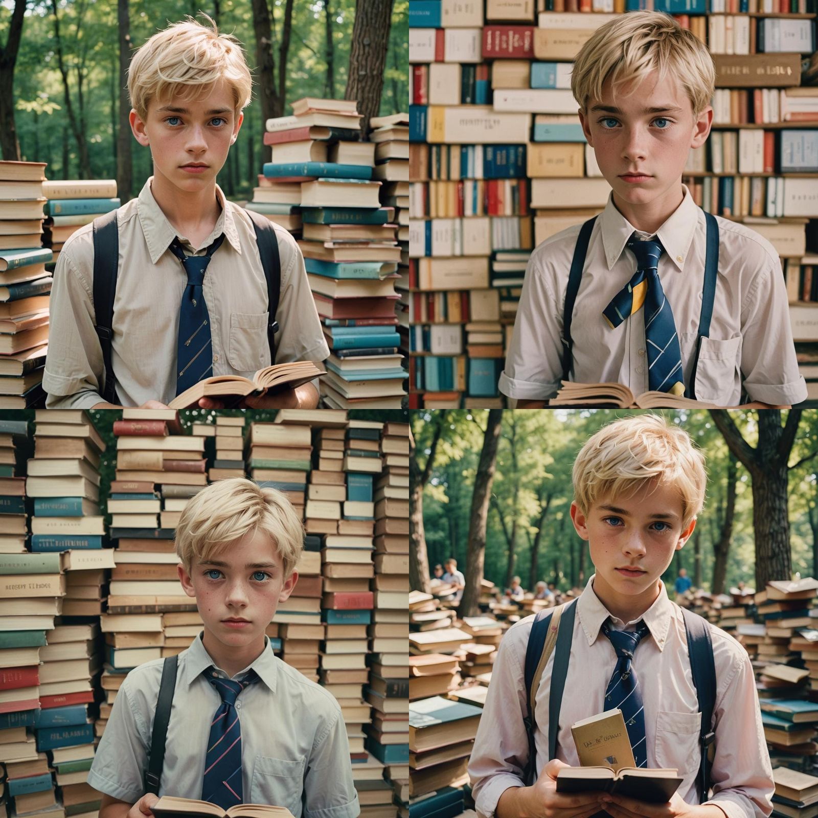 Cute Shy Boy with Blue Eyes in Cinematic Style