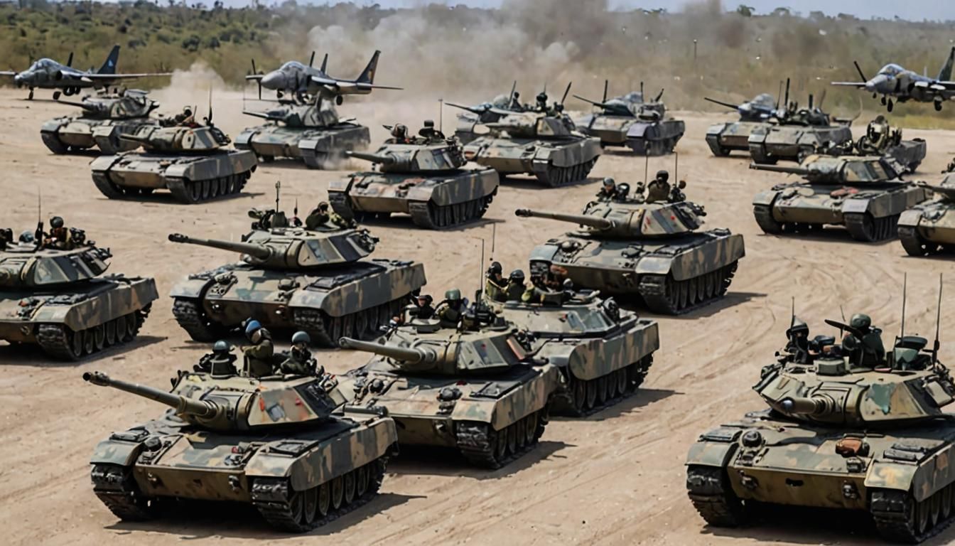 Guerra moderna entre México
con soldados tanques y aviones de última generación