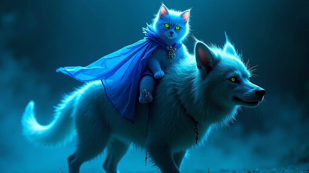 Neon Kitty Rides Canine: Gothic Futurism