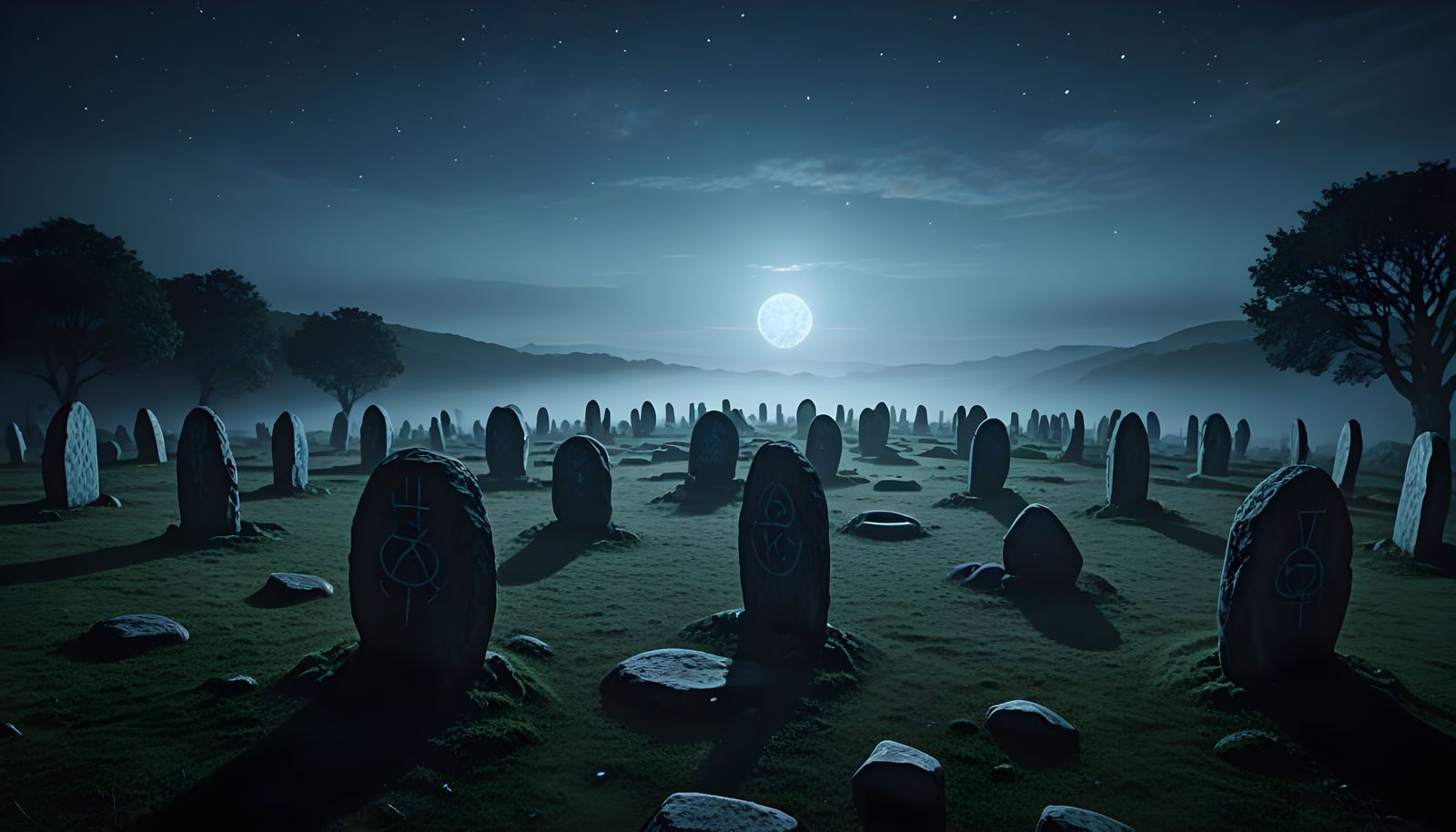Mystical Runes Glow in Ancient Stone Circle