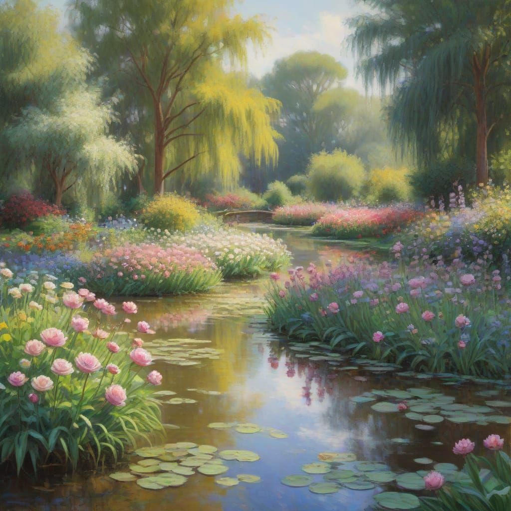 Impressionist Garden Scene in Soft Focus