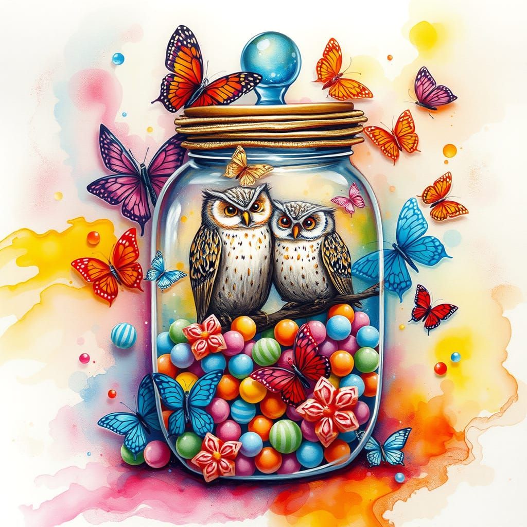 Vibrant Whimsy in Alcohol Ink Style: Candy Butterflies and W...